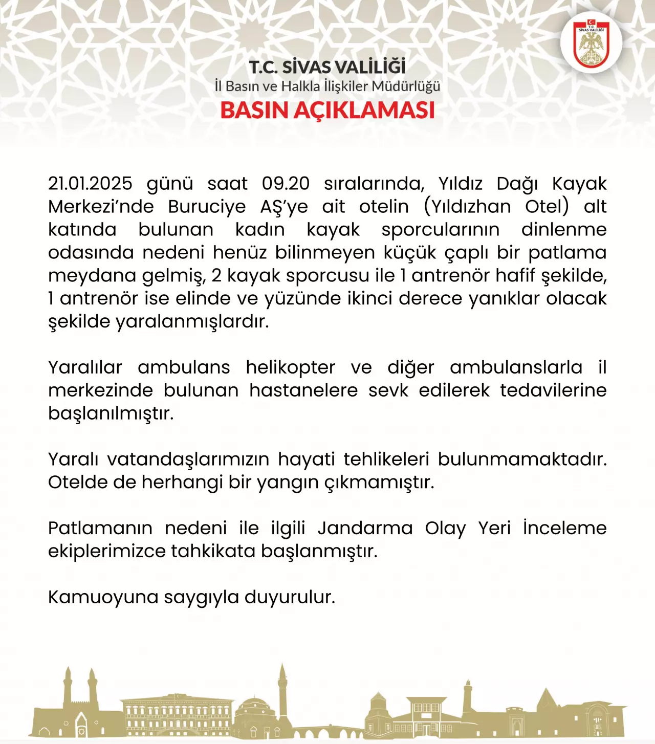 Son dakika! Sivas'ta bir otelde patlama haberi: Yaralılar var!