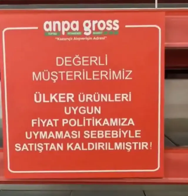 Anpa Gross zincir market, Ülker ürünlerinin tüm mallarını satmama kararı alarak raflarından kaldırdı! İşte gerekçesi!