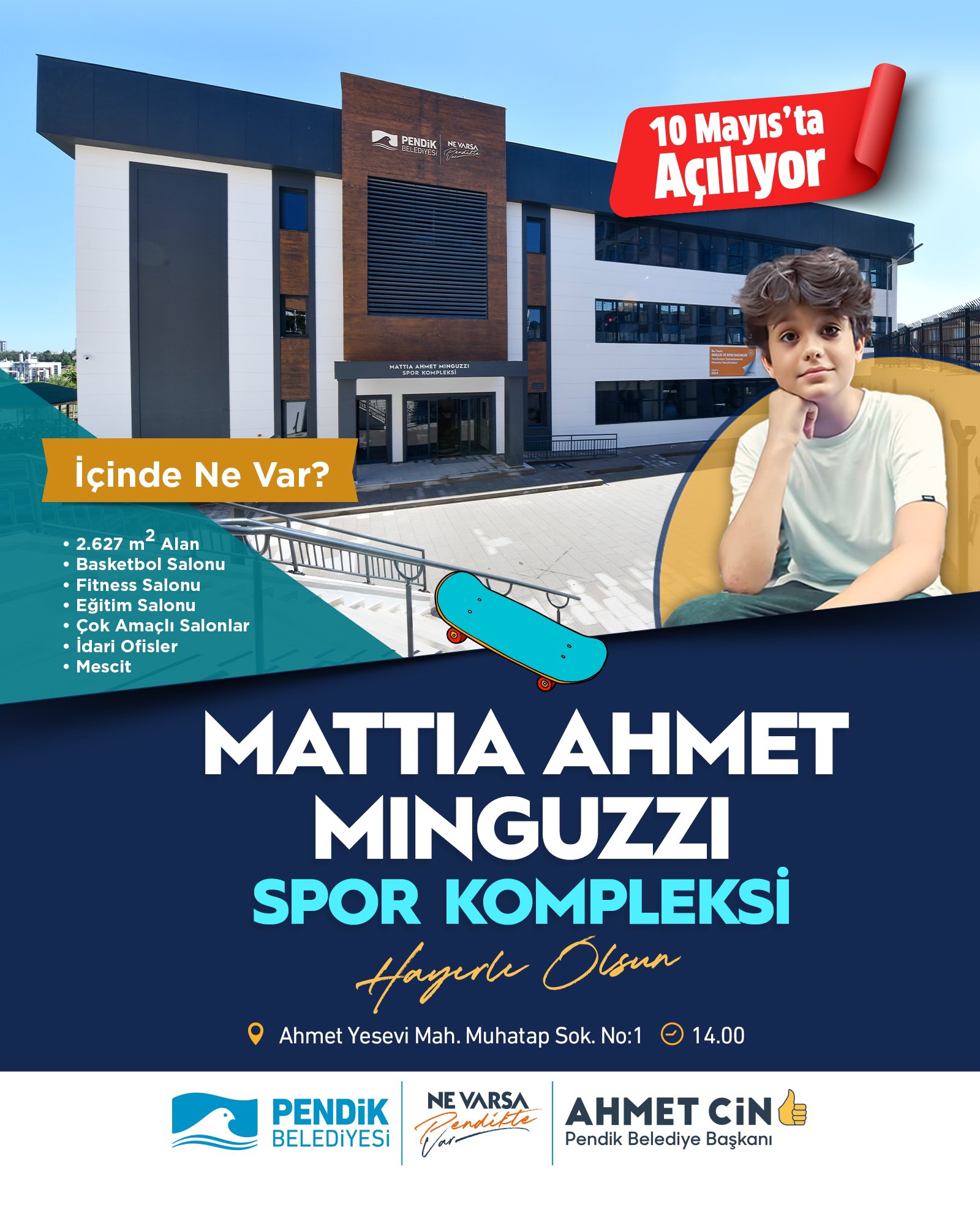 Mattia Ahmet Minguzzi Spor Kompleksi Pendik’te Açılıyor