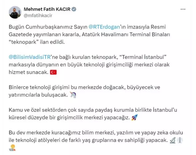 Erdoğan imzayı attı: Atatürk Havalimanı'na dev merkez geliyor!