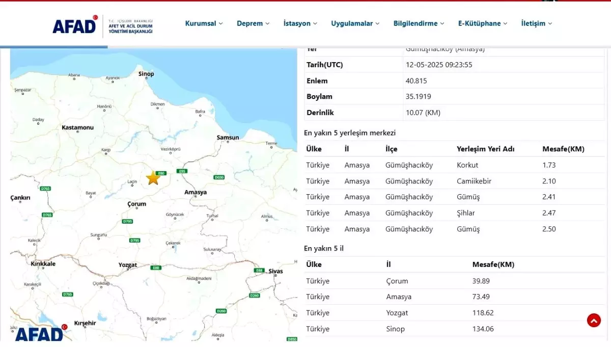 Amasya'da deprem: İşte AFAD'tan ilk açıklama...