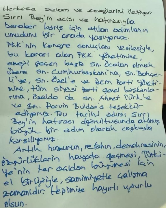 Selahattin Demirtaş'tan mektup: PKK'nın fesih kararını işte böyle yorumladı...