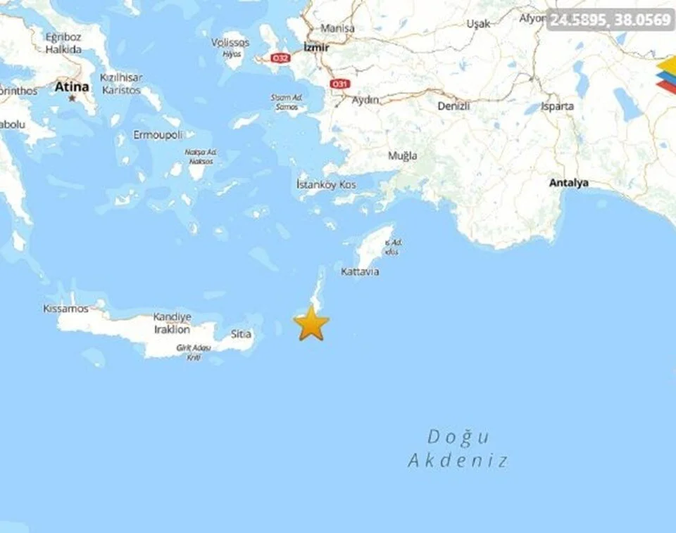 Muğla Datça açıklarında 6 büyüklüğünde deprem meydana geldi