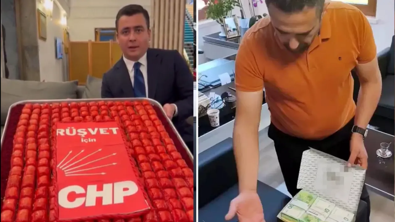 Osman Gökçek'ten CHP'li vekillere baklava ziyafeti: Elinde "Rüşvet için CHP" yazılı baklavayla meclise geldi!