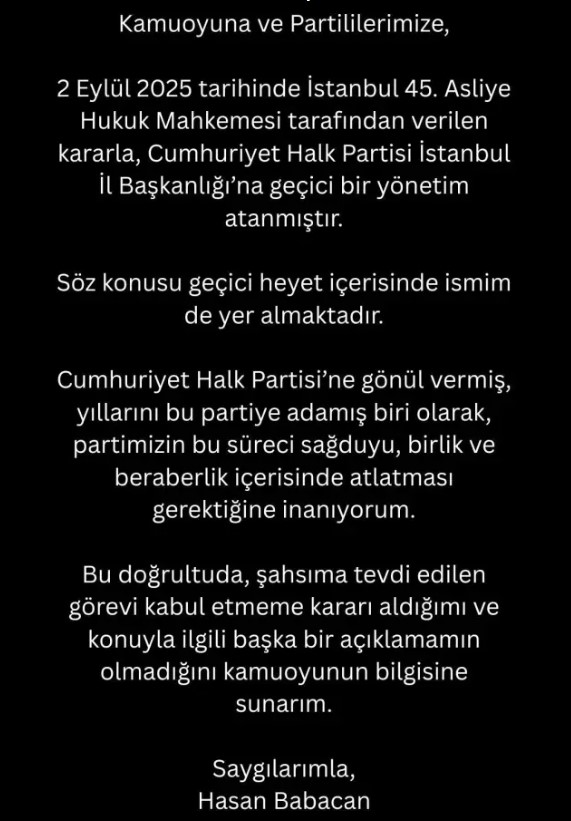 Son dakika: Hasan Babacan kayyum heyetinden çekildi!