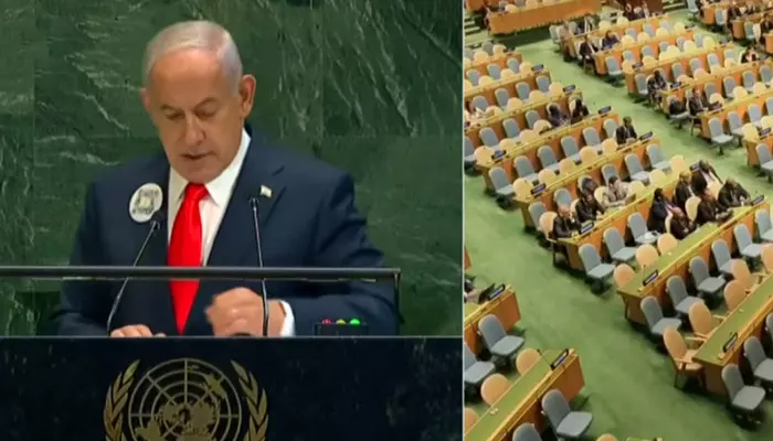 BM'de Netanyahu'ya soğuk duş: Konuşurken katılımcılar salonu terk etti!