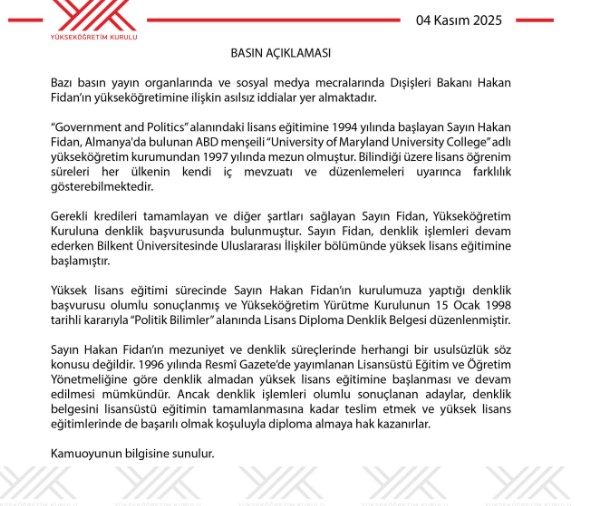 YÖK o iddialara son noktayı koydu: Hakan Fidan'ın diplomasına ilişkin dikkat çeken açıklama!