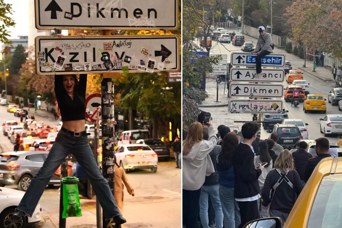 Ankara'daki tabela çılgınlığı Sivas'a sıçradı: Genç nesil maymun gibi tabelalara tırmanıyor!