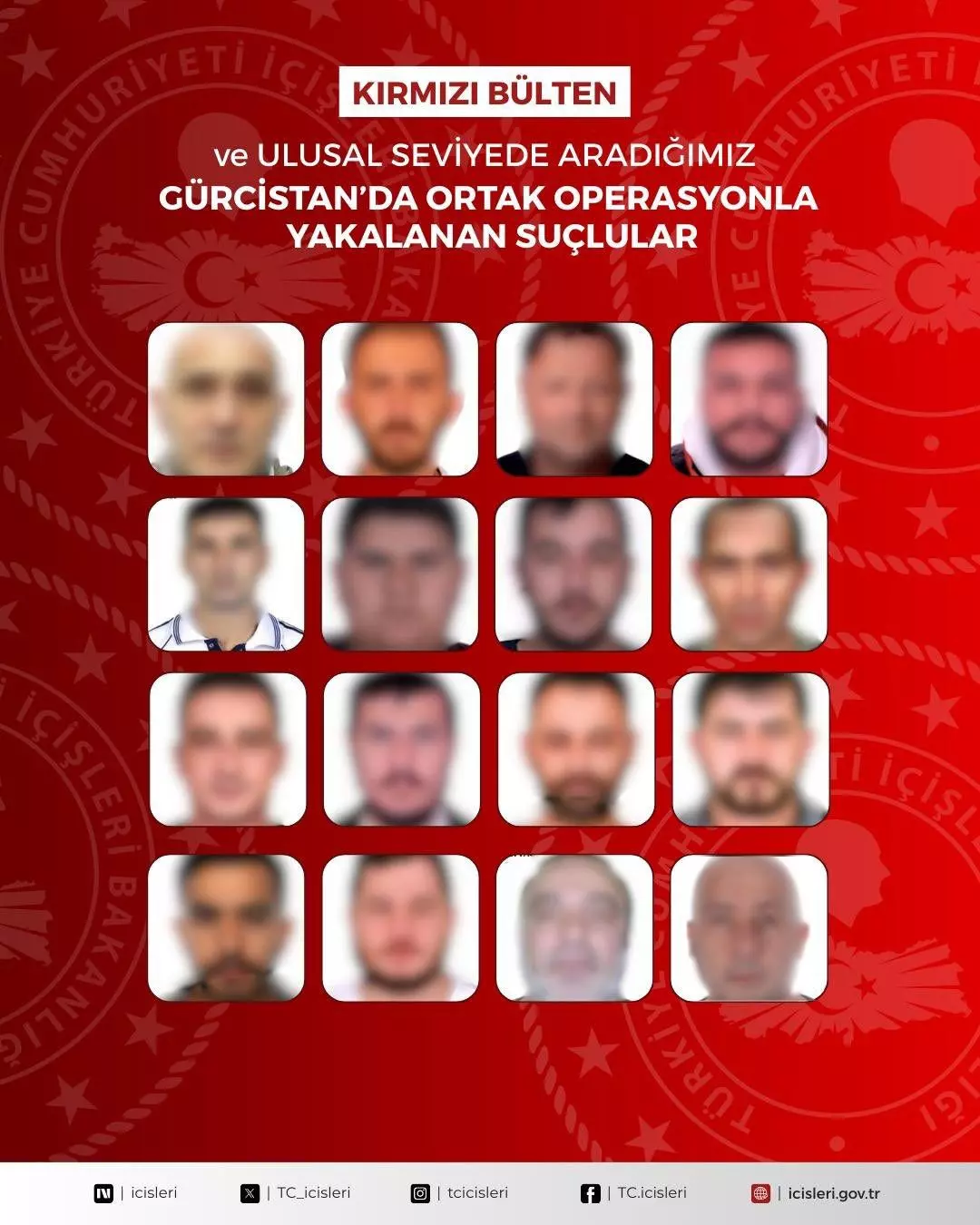 Gürcistan'da ortak operasyonla 13'ü kırmızı bültenli 16 suçlu yakalandı!