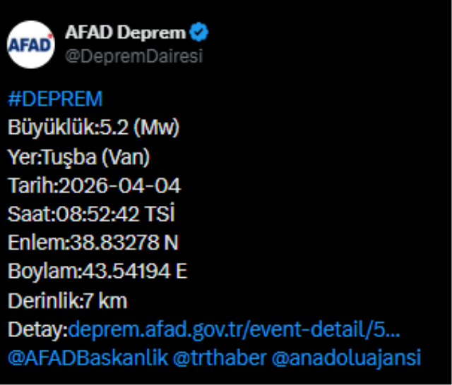 Van'da korkutan deprem: AFAD 'dan açıklama geldi!