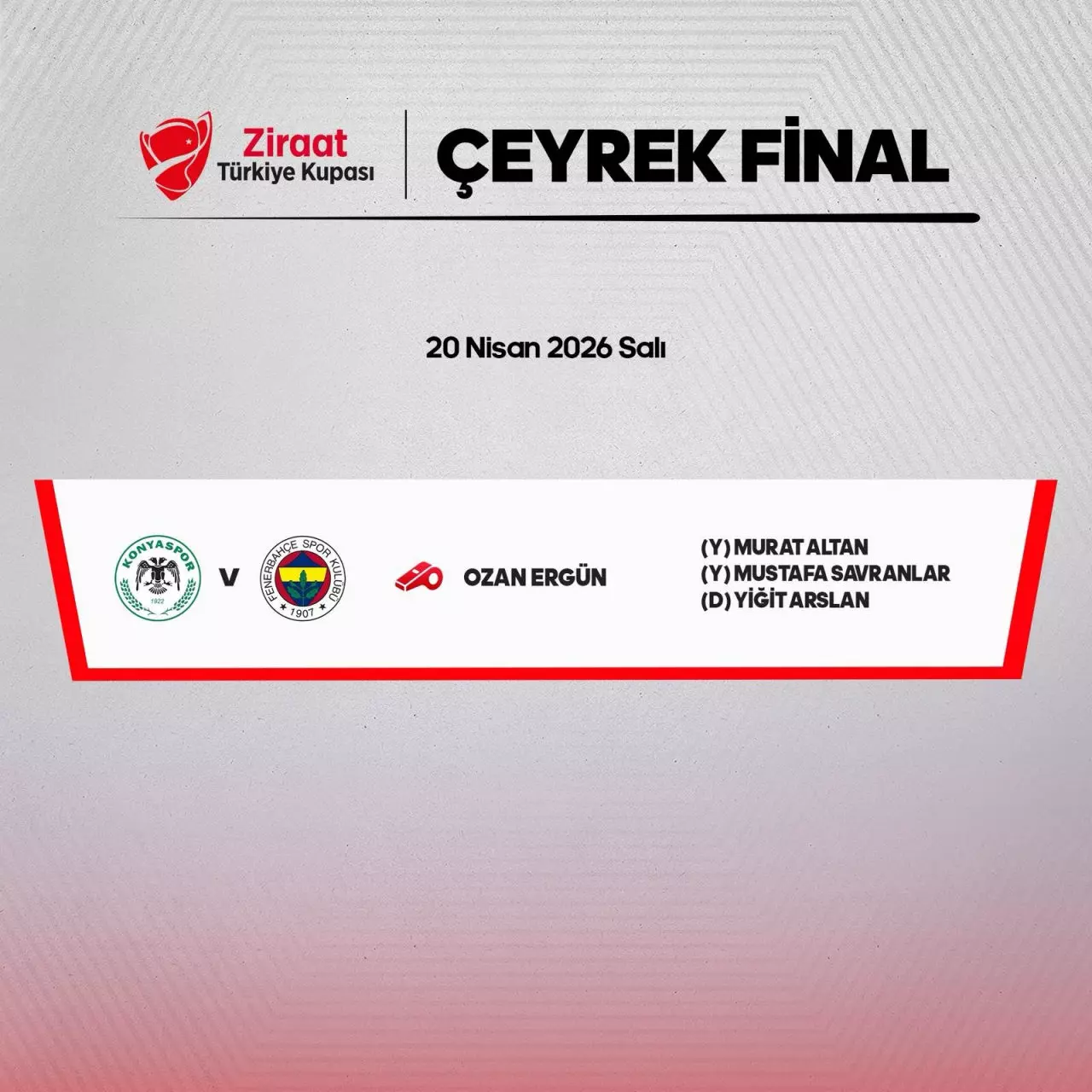 Türkiye Kupası'nda düdük çalacak Konyaspor-Fenerbahçe maçının hakemi belli oldu!