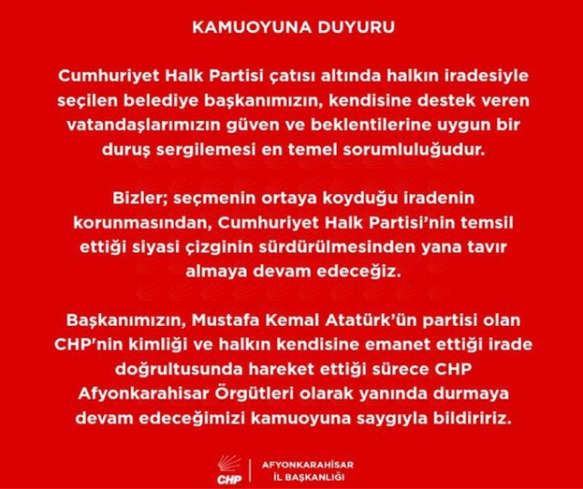 CHP' bir belediye daha AK Parti'ye mi geçiyor? CHP Afyonkarahisar İl Başkanlığı’nda hareketli saatler