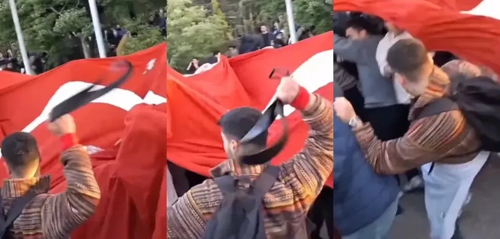 ODTÜ'de Türk bayrağı açan öğrencilere saldırmıştı: O kişi ters kelepçeyle gözaltına alındı!