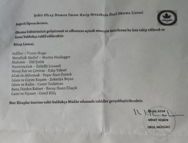 İmam hatip'te öğrencilere önerilen kitap listesi, velileri ayağa kaldırdı: Açığa alınan okul müdürü bakın kendini nasıl savundu?