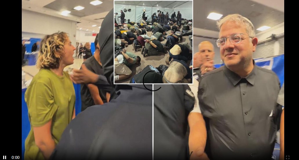 Alıkonulan Sumud aktivistlerinden cesur duruş! Ben-Gvir'in yüzüne "Özgür Filistin" diye haykırdı