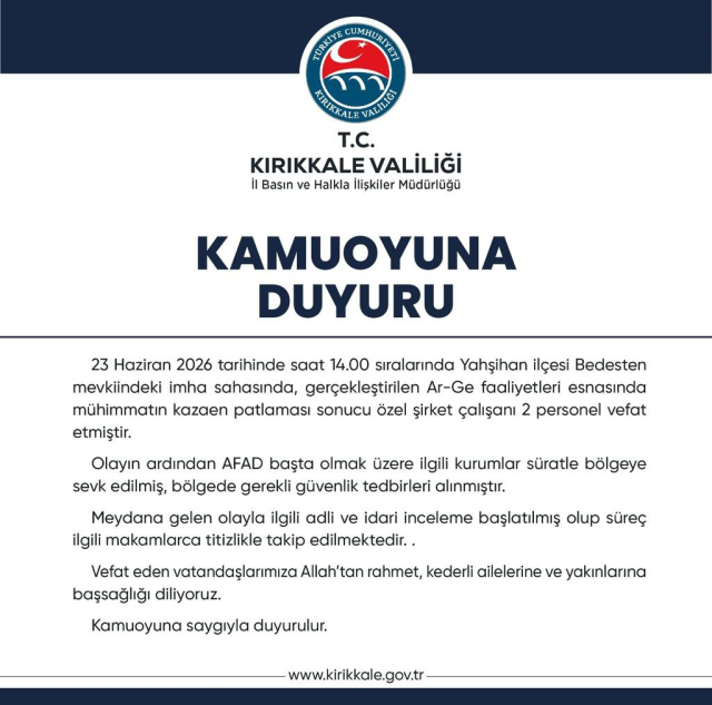 Kırıkkale'den son dakika haberi: Mühimmat deposu patlamasında 2 şehit var!