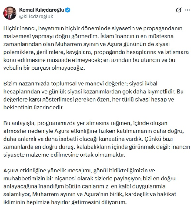 Kılıçdaroğlu'nun İstanbul programı neden iptal edildi? İşte dikkat çeken açıklama...
