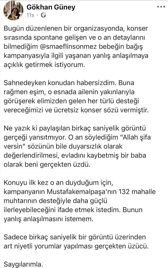 SMA'lı bebeğin annesiyle diyaloğu gündem oldu: Gökhan Güney'den yazılı açıklama geldi...