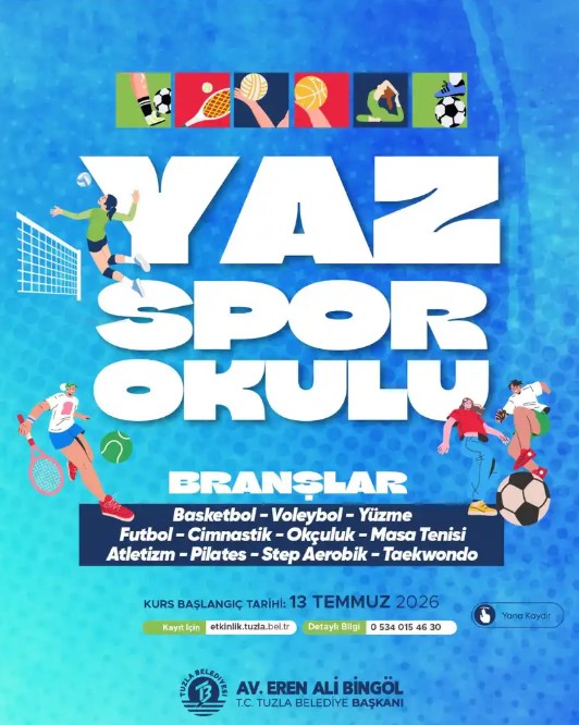 Tuzla Belediyesi Yaz Spor Okulları için Kayıtlar Başlıyor