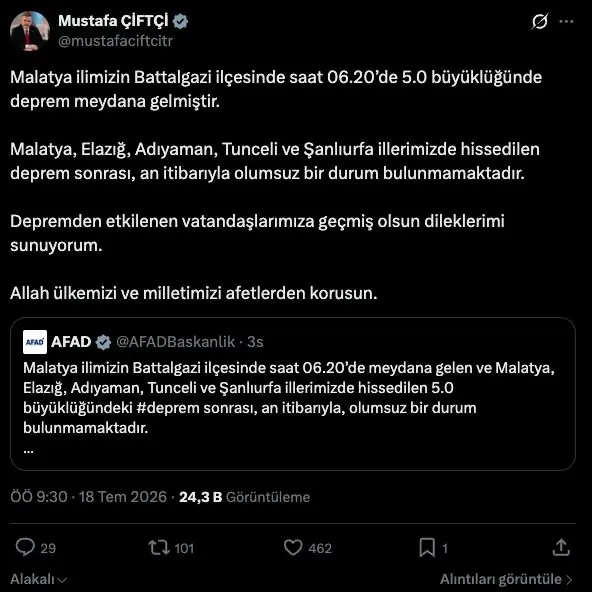 Malatya'daki 5’lik deprem fena korkuttu: Uzmanlardan uyarı: ‘M6’ya karşı hazırlıklı olmak gerek’
