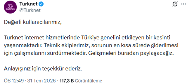 Türkiye genelinde internet krizi! TürkNet'te neden kesinti oldu? Dev şirketten açıklama geldi!