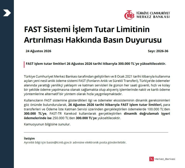 Para transferine yeni düzenleme: FAST limiti arttırıldı!
