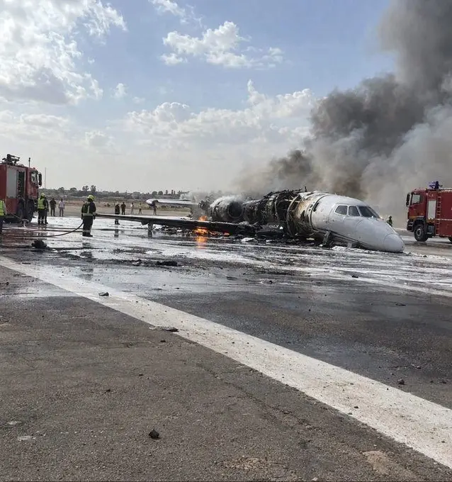 İstanbul'dan havalanmıştı: Türk iş adamına ait özel jet uçağı, Libya'da pistten çıkarak yandı!