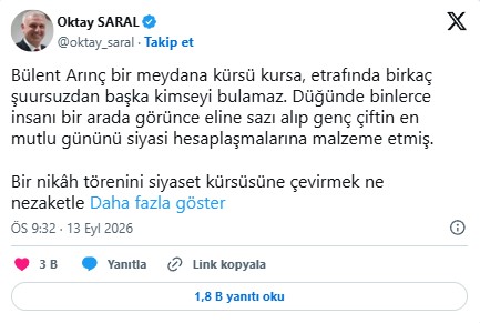 Beştepe'den Bülent Arınç'a zehir zemberek: Nikahı siyasi hesaplaşmaya çevirdi!