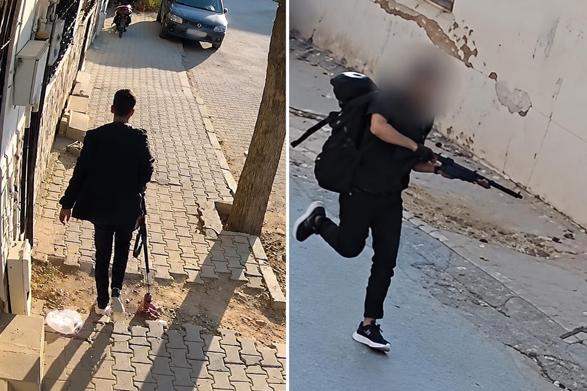 Elini kolunu sallaya sallaya okul önüne giderek dehşet saçtı!