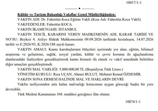 Fahrettin Koca vakıf kurdu: Karar Resmi Gazete'de yayımlandı