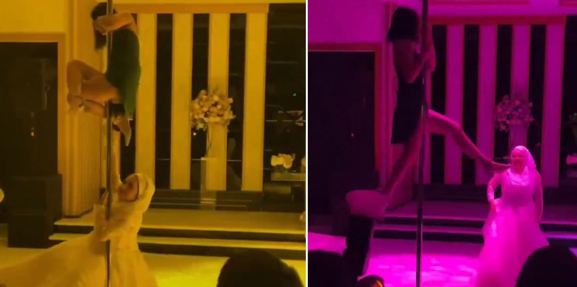 Sosyal medyayı sallayan görüntüler: Tesettürlü gelinden direk dansı