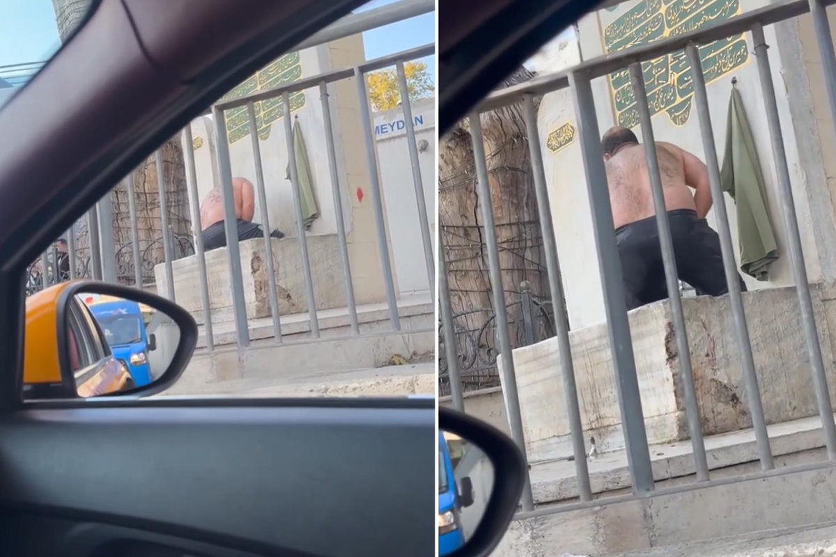 Bağdat Caddesi'nde gören şoke oldu: Gündüz vakti soyunup çeşmede duş aldı!