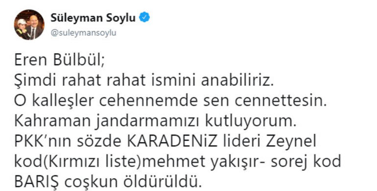 Eren Bülbül'ü şehit eden teröristler öldürüldü