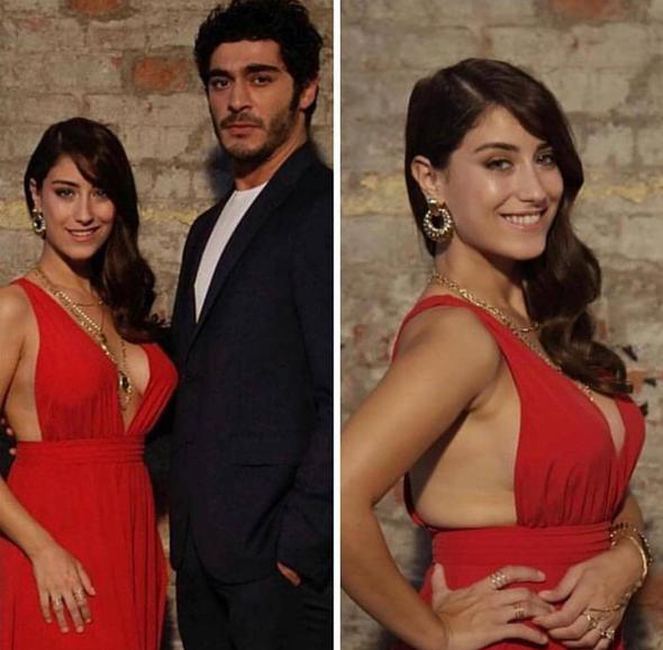 Hazal Kaya, aldığı kilolarla ve derin dekoltesiyle dikkat çekti