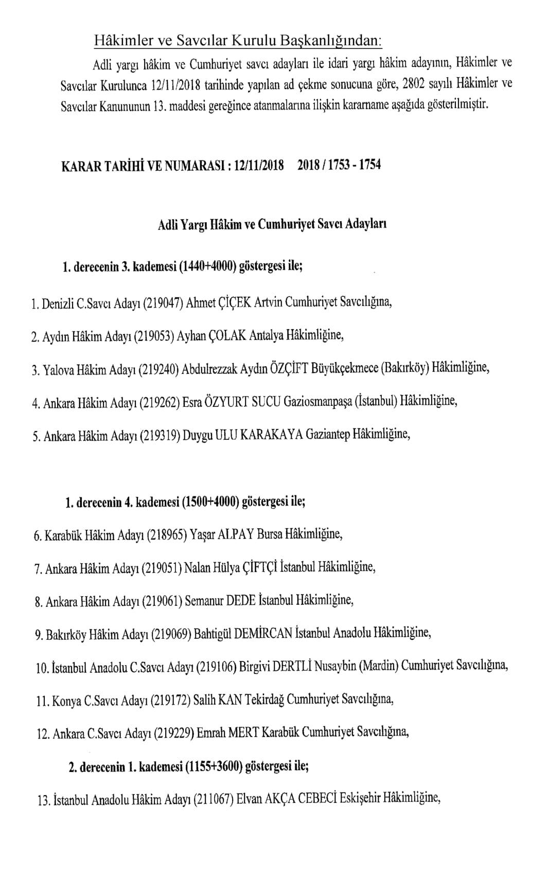 HSK'dan atama kararı Resmi Gazete'de yayınlandı