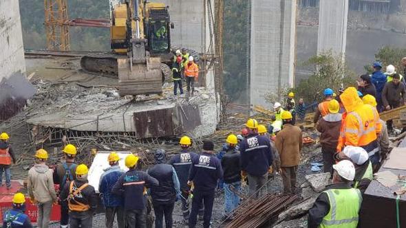 Gebze'de viyadük çalışmasında beton blok düştü! Yaralılar var