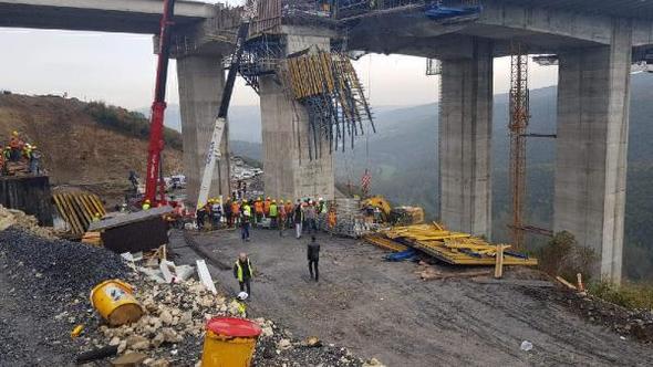 Gebze'de viyadük çalışmasında beton blok düştü! Yaralılar var