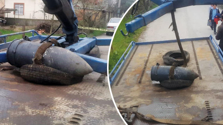 Kocaeli'de sokak ortasında 200 kiloluk top mermisi bulundu