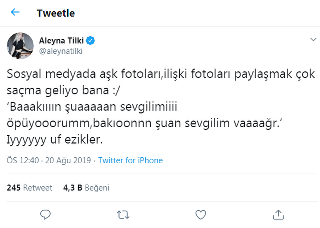 Aleyna Tilki: Iyy ezikler!