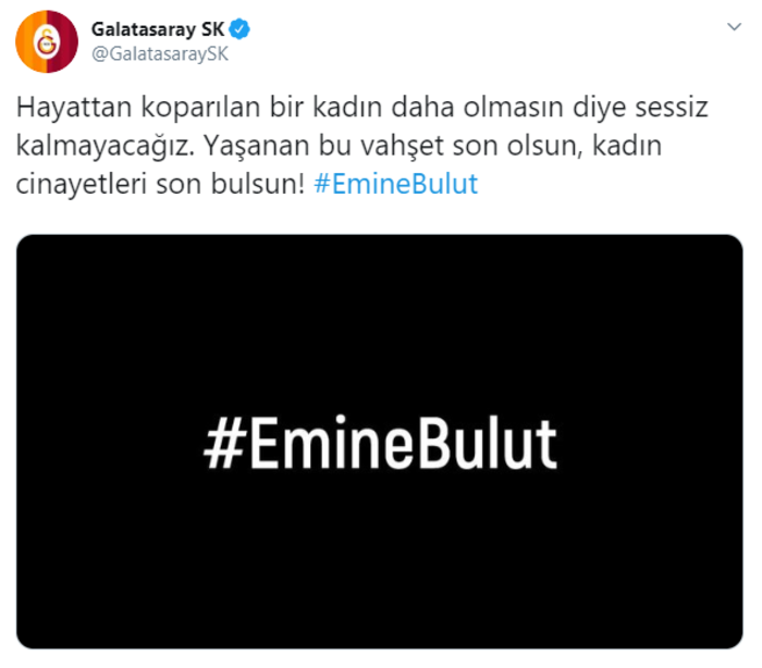 Beşiktaş Emine Bulut cinayetine sessiz kalmadı