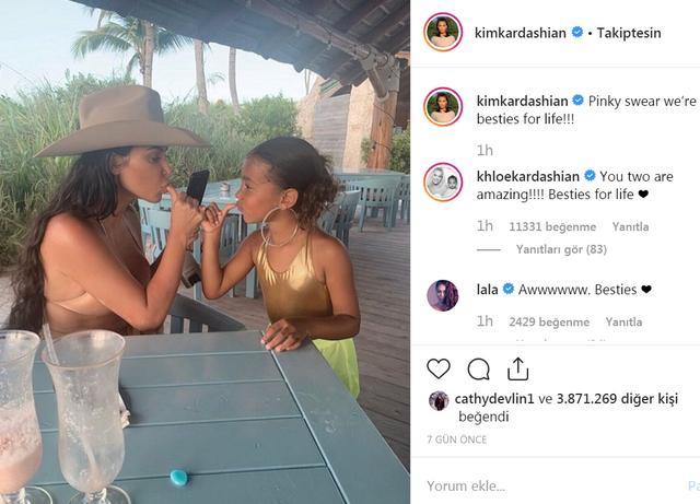 Kim Kardashian kızı ile çektiği fotoğrafına linç yedi