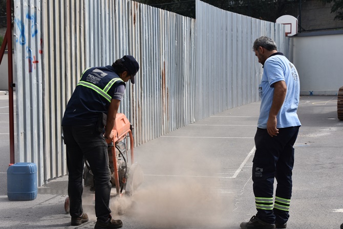 Pendik'te yol çalışmalarında ağaçlar korunuyor