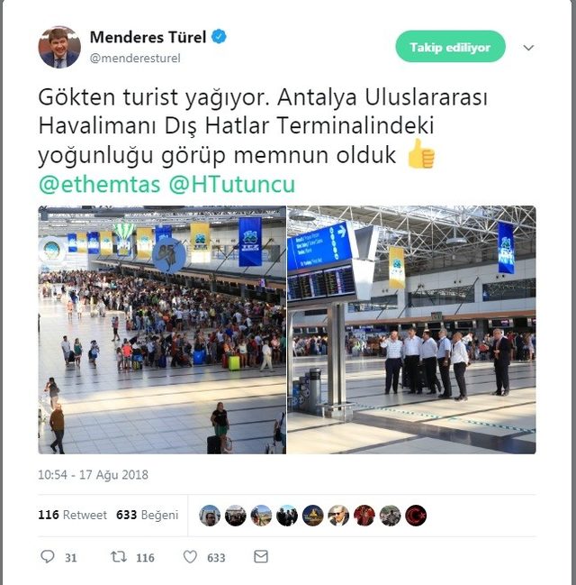 Antalya'ya turist akını Belediye Başkanı'nı mutlu etti