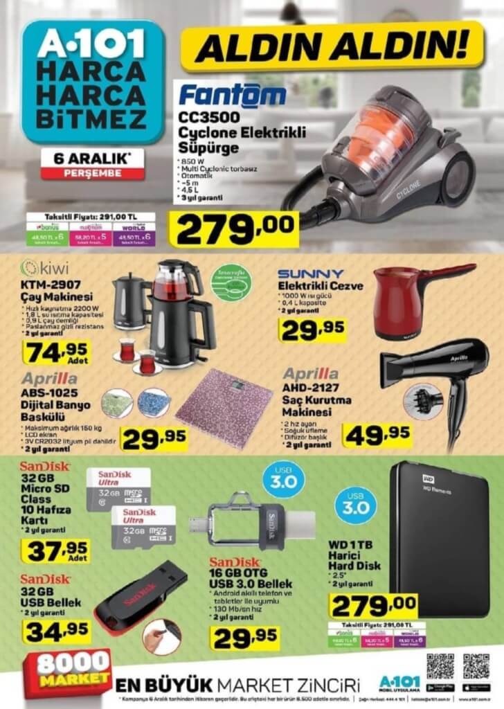 A101 6 Aralık 2018 aktüel indirim listesi- A101'e bu hafta indirimli neler gelecek?