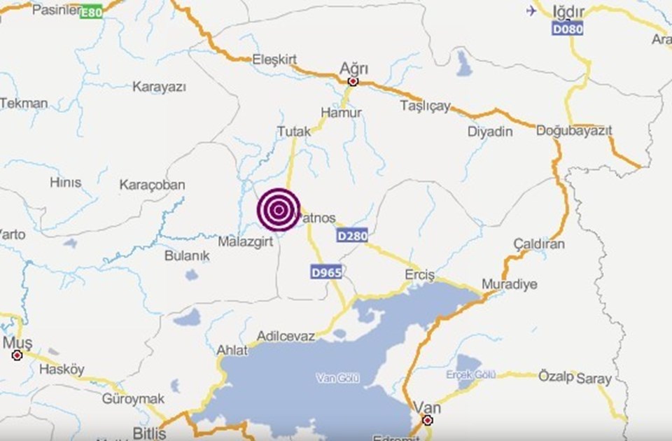 Ağrı'nın Patnos ilçesinde 4,2 büyüklüğünde deprem