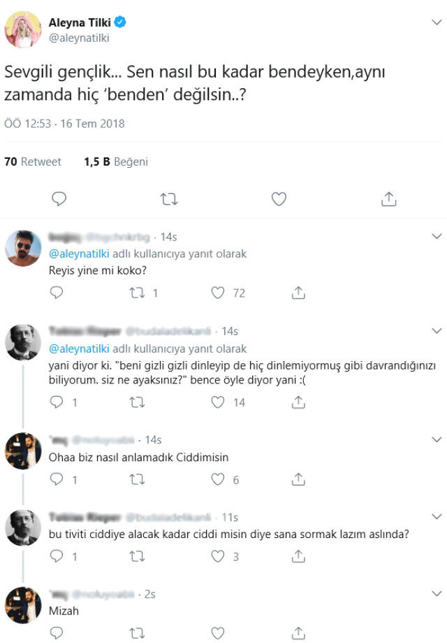 Aleyna Tilki'nin anlamsız tweeti ortalığı birbirine kattı