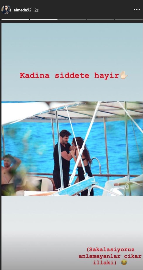 Tolgahan Sayışman'ın eşi Almeda Abazi paylaştı: 'Kadına şiddete hayır!'