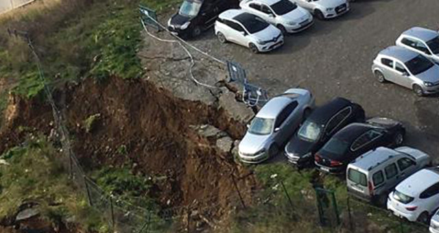 Ataşehir Belediyesi'nin Otoparkında Toprak Kayması