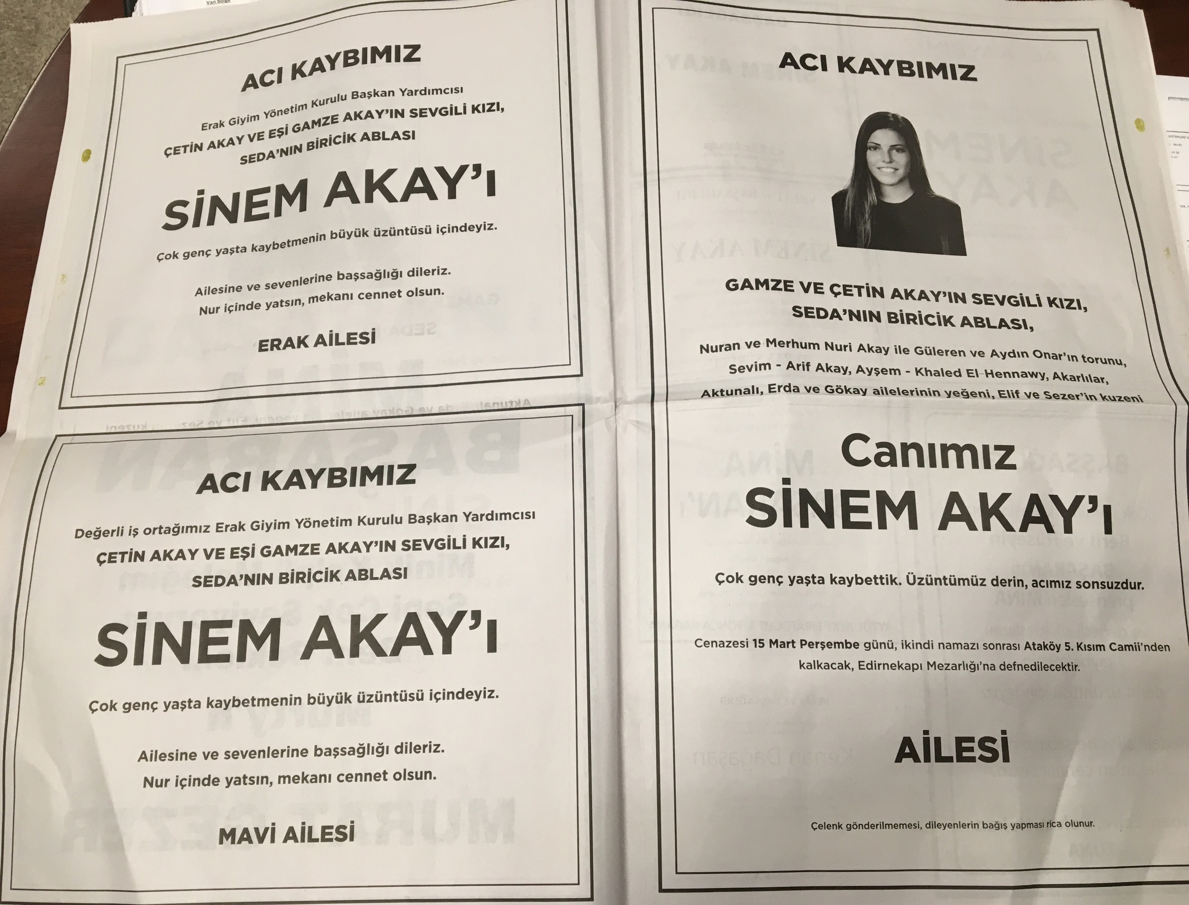 Mina Başaran'ın Sevgilisinden Duygulandıran Ölüm İlanı 