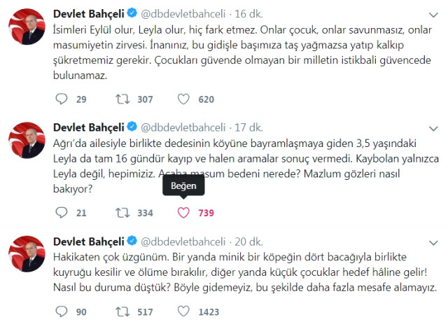 Bahçeli'den minik Eylül cinayetine sert tepki